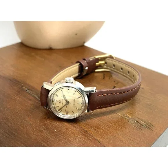 Omega Seamaster Womens Watch 455 Swiss Automatic Vintage Brown Leather Band 19mm s-l400.png main image 4